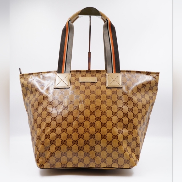 BA15❤️Gucci GG Crystal Monogram Web  Tote - Picture 1 of 13